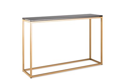 Durf evolutie vinger Sidetable zwart graniet - goud onderstel 120x30cm - side-table.nl